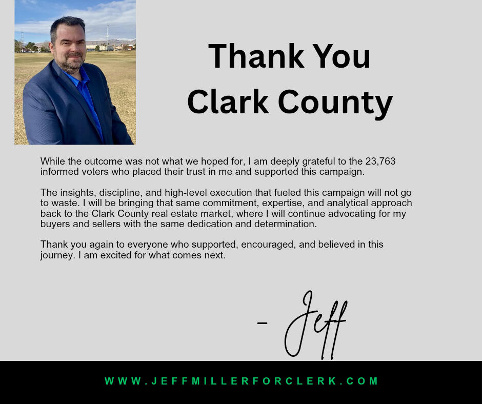 Jeff Miller: The most experienced, qualified, and efficient candidate for Clark County Clerk. The Best Choice for Clark County Clerk.